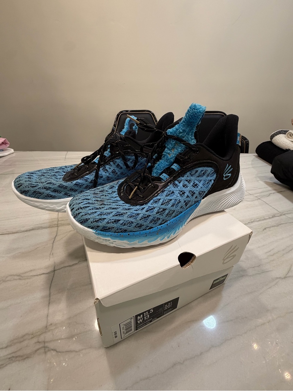 Under Armour Blue and Black Kids Athletic Sneakers